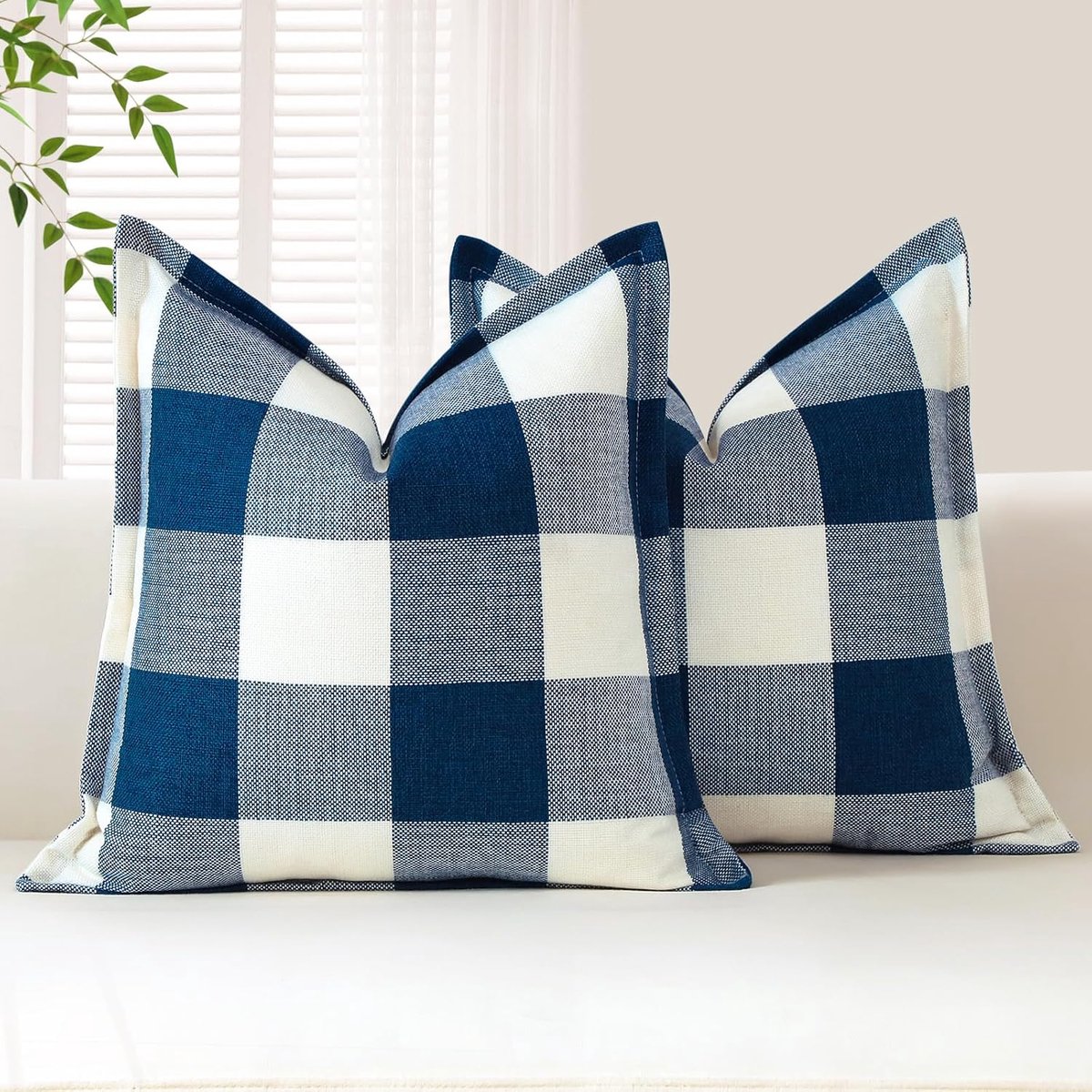 SnelShoppen - Set van 2 Buffalo Plaid Tartan Kussenhoezen 50x50 cm, Decoratieve Throw Pillow Covers voor Kerst, Sofas, Slaapkamer, Woonkamer, Handgema