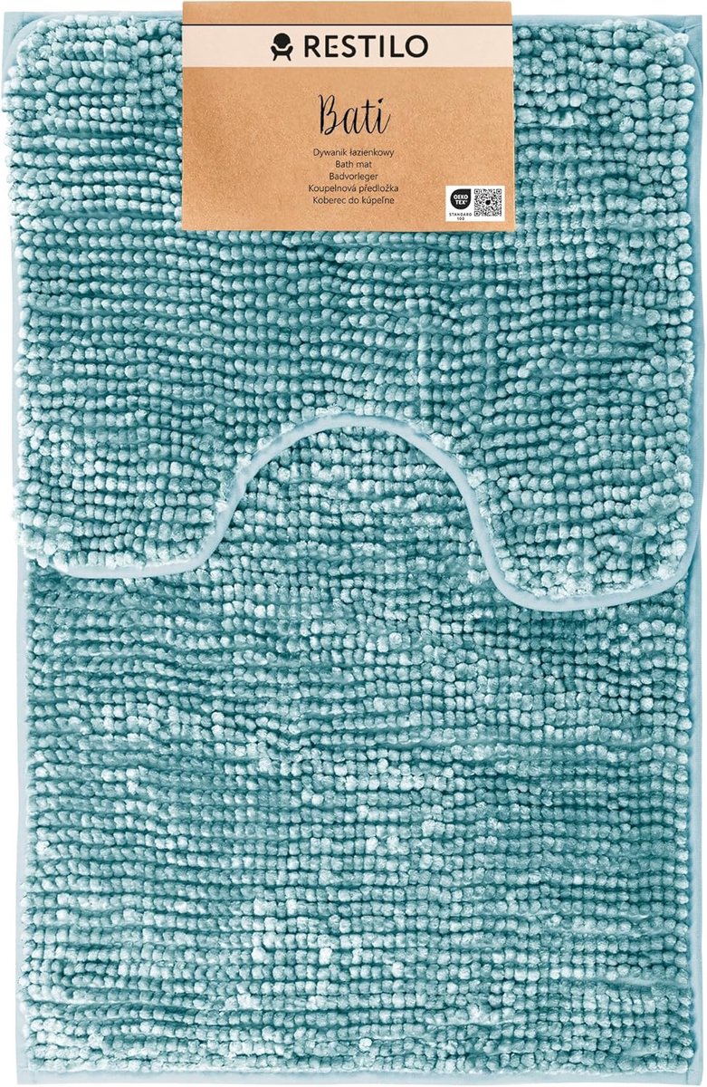 SnelShoppen - Badmat Set van 2 - 50x80 cm + 40x50 cm - Extra Zacht en Waterabsorberend - Antislip Badkamer Tapijt - Turquoise Bati