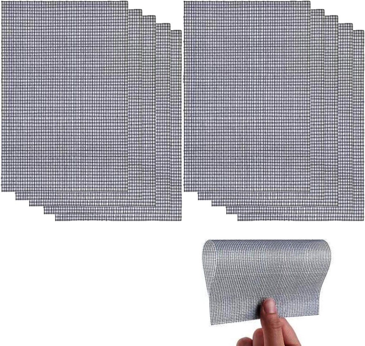 Set van 10 Herstelpleisters voor Muggennetten, 130 x 180 mm, Waterdicht en Zelfklevend, Ideaal voor Ramen en Deuren, Bescherming tegen Insecten