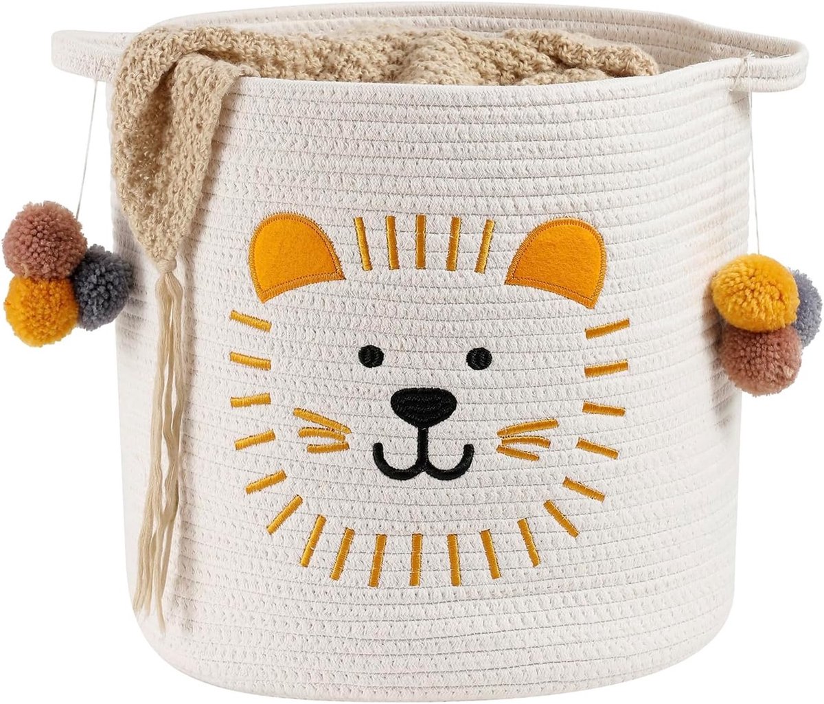 Grote wasmand voor de kinderkamer, opbergmand voor speelgoed, katoen mand voor speelgoedopslag, organizer voor babyspullen en honden speelgoed, ideaal voor dekens en kleding