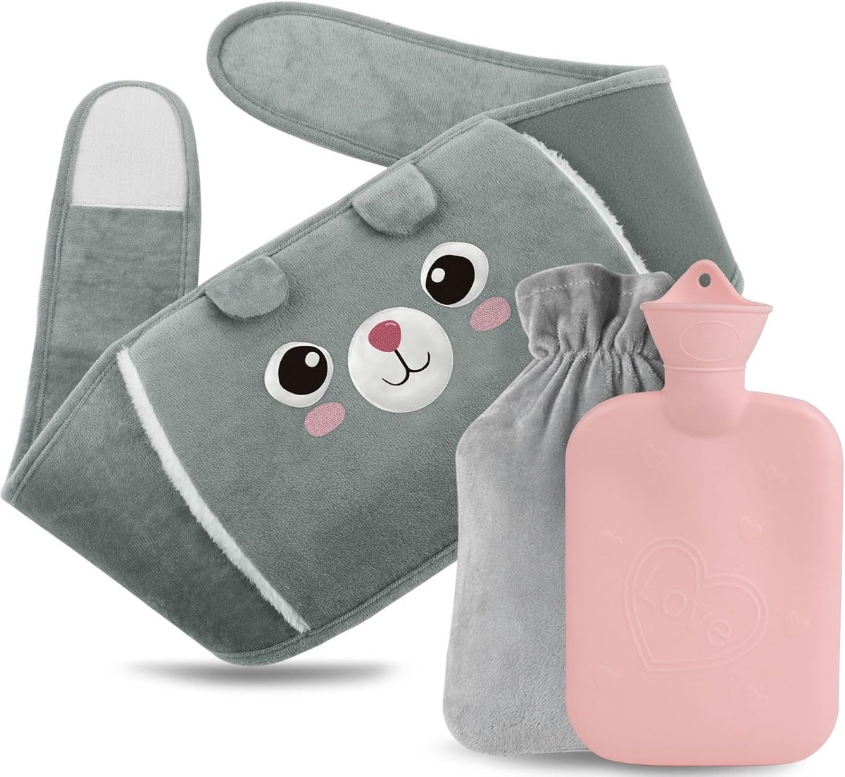 SnelShoppen - Warmwaterkruik Rubber met Flanellen Handwarmhouder - 1 Liter - Pijnverlichting voor Nek, Rug, Schouders en Benen