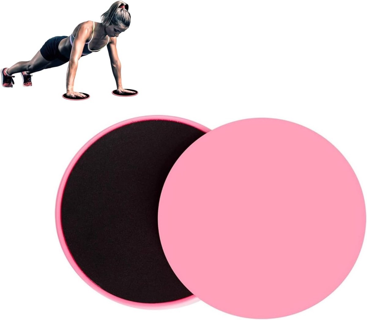 Core Trainers Slide Discs voor Fitness Training - Dubbelzijdige Oefen Sliders voor Thuis en Gym (Roze)