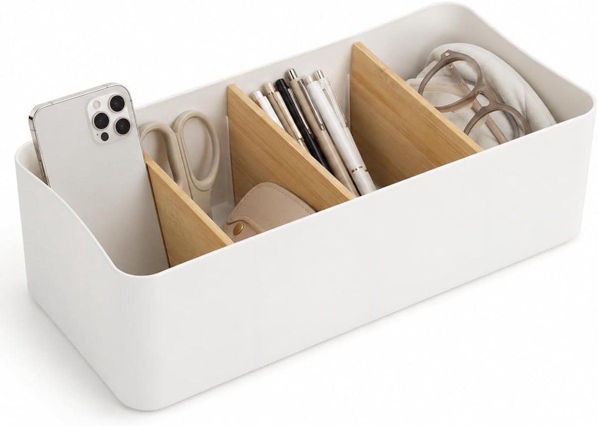 Bureau organizer met 4 vakken, multifunctionele pennenhouder voor kantoor en thuisgebruik