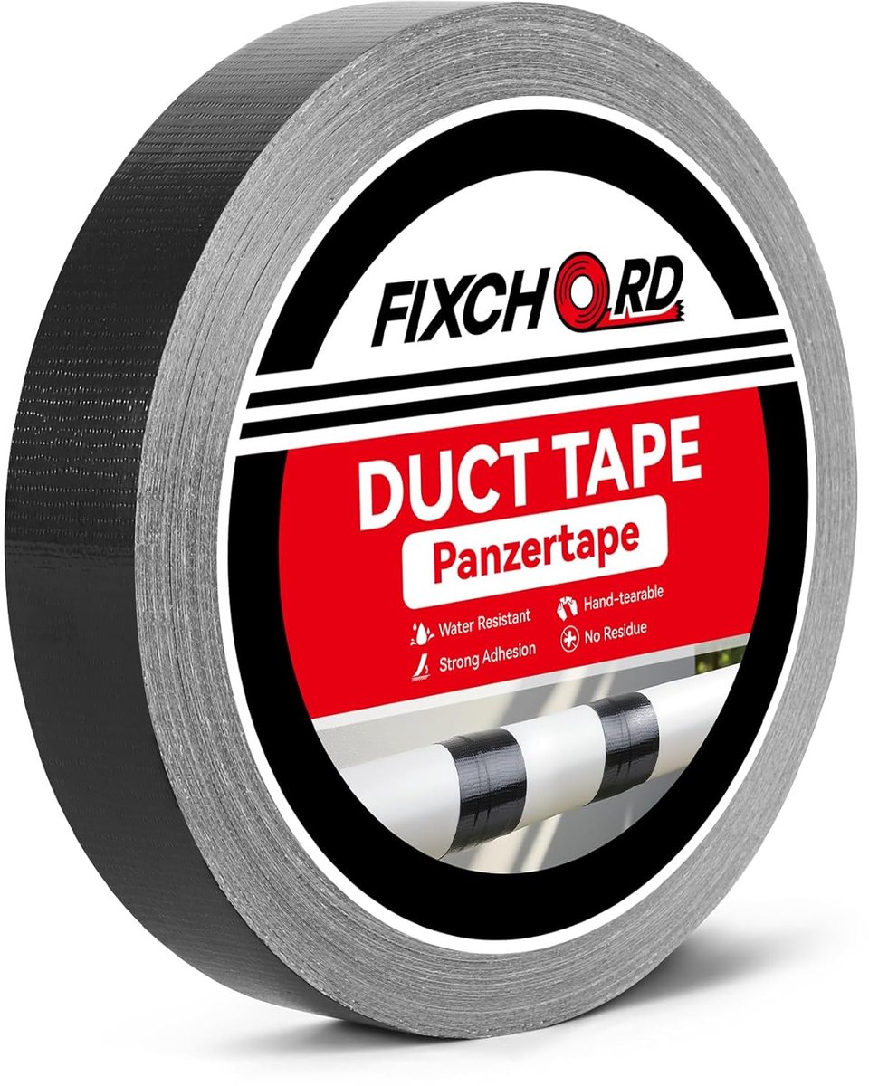 SnelShoppen - Duct Tape 25mm×50m Waterproof Gaffa Tape - Extra Sterk Plakband voor Reparatie, Verstevigen, Bundelen en Sealen, Binnen/Buiten, Zwart