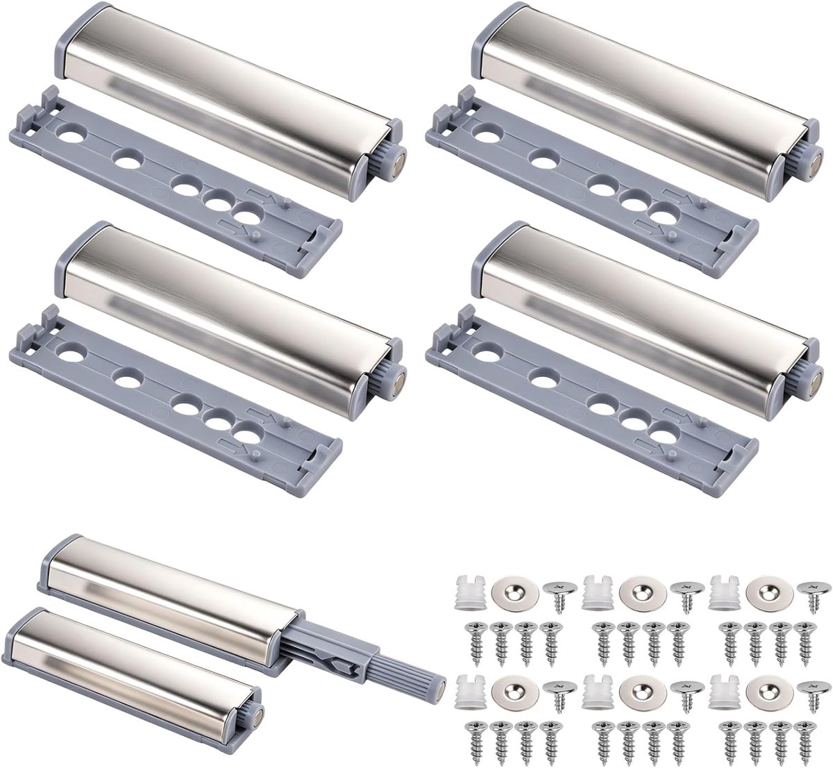 SnelShoppen - 12 Magnet Push Button Cabinet Deuren, Push to Open Hinge voor Keuken, Meubels en Laden, RVS, Makkelijk te Gebruik, Automatische Deurslui