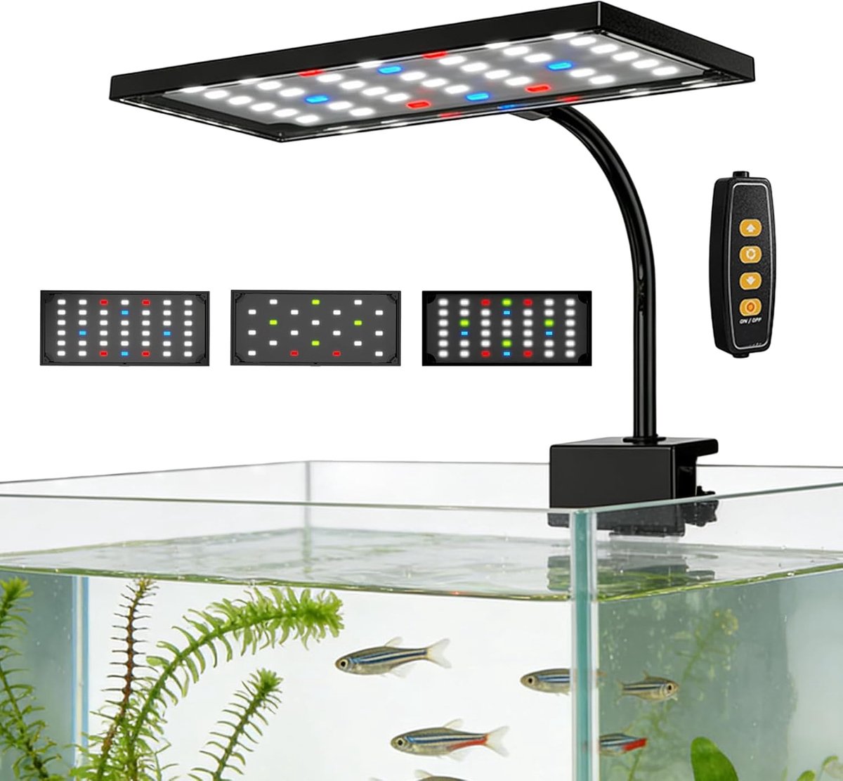 SnelShoppen - LED Aquarium Licht Clip On 14W Full Spectrum Aquarium Lamp met 10 Helderheidsniveaus, 360° Draaibaar en 120° Breedhoek USB 5V voor Aquat