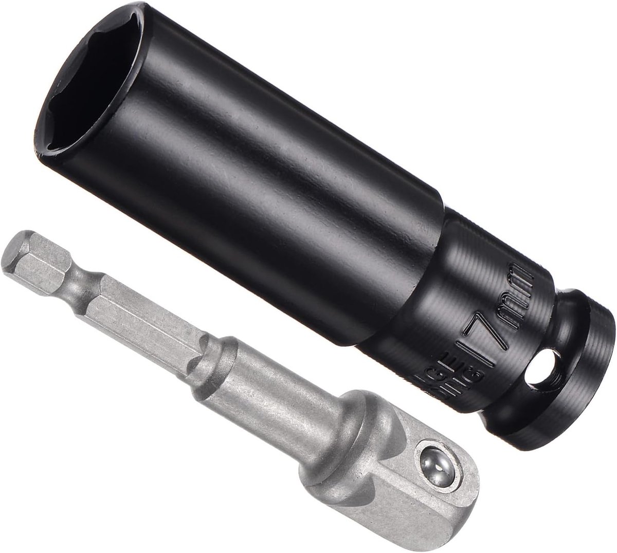 SnelShoppen - Diepe Steeksleutelset 17mm 1/2" Aandrijving 3" Lengte CR-V 6-Punt Voor Elektrische Handboor en Schroevendraaier met 1/4" Adapter