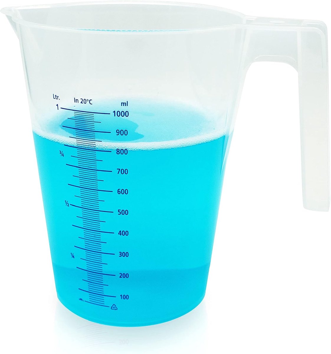 SnelShoppen - 1 Litre Maatbeker - Afwasmachinebestendig, Hittebestendig, BPA-vrij - Perfect voor Keuken, Huishouden en Werkplaats