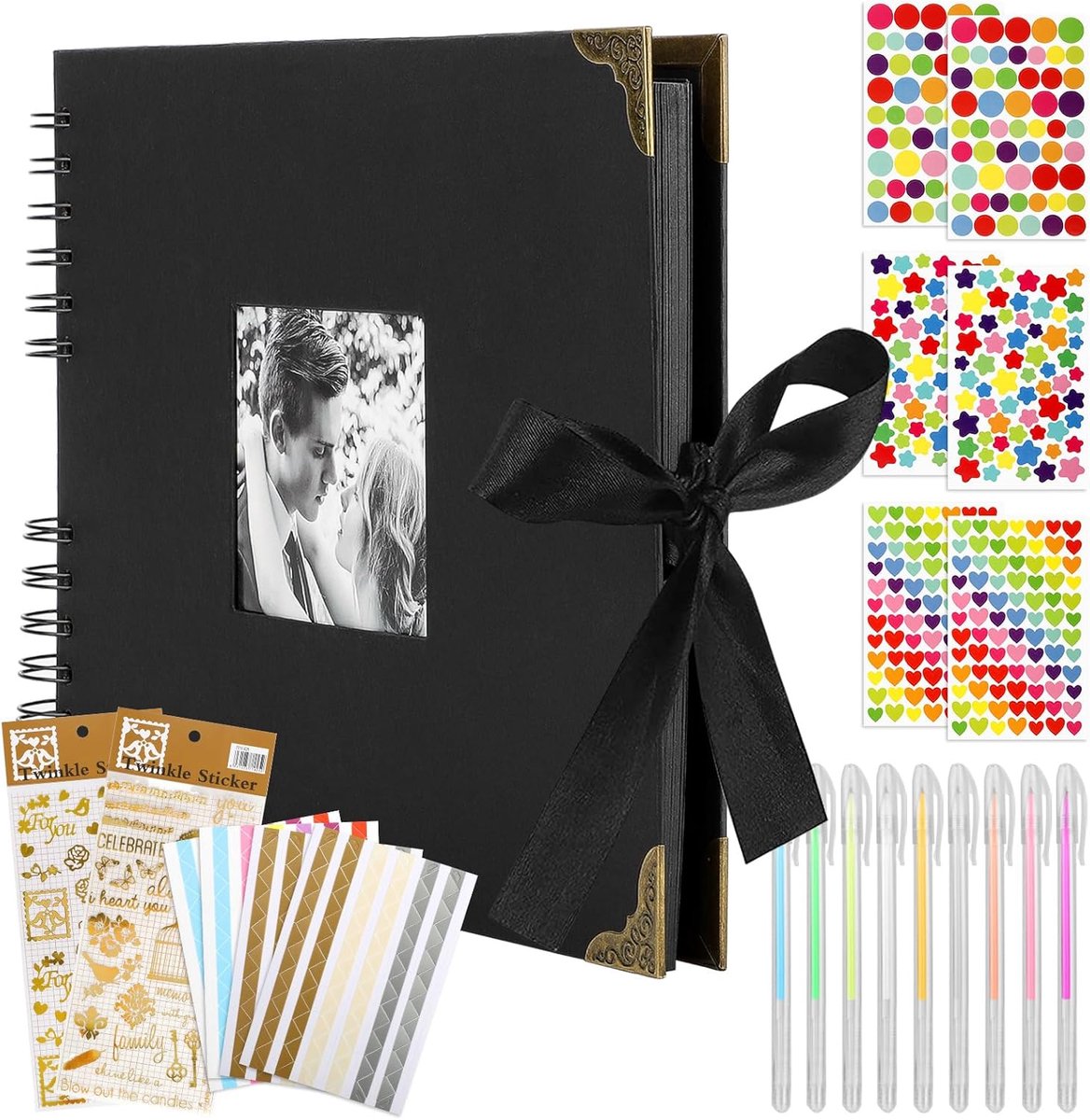 SnelShoppen - Mooshy DIY Foto Album - 80 Pagina's - Grote Zwarte Fotoboek voor Plakken - 29 x 21.5 cm - Gastenboek voor Verjaardag, Bruiloft, Scrapboo