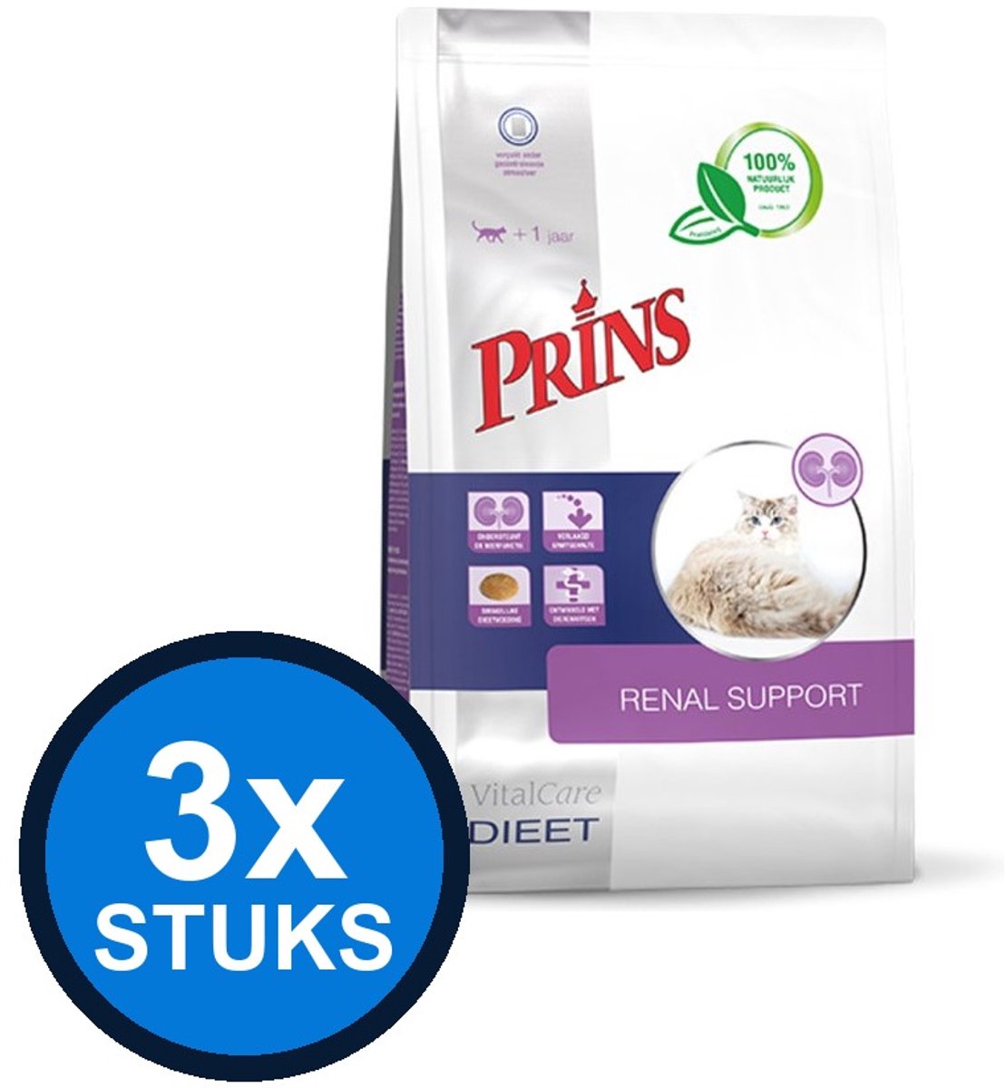 3x Prins - VitalCare dieet renal + liver support 1,5kg - Kattenvoer - 1.5 kg