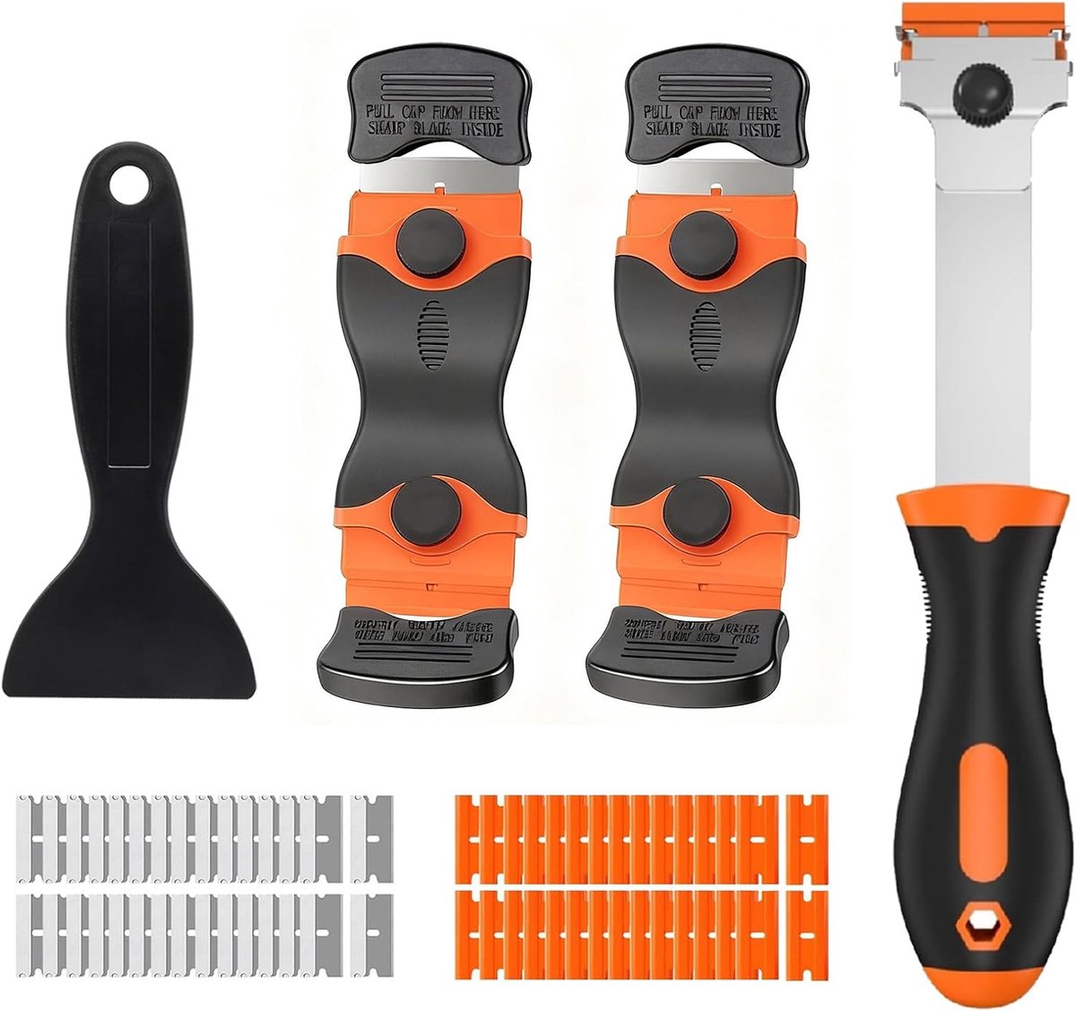 SnelShoppen - Paint Scraper Set van 4 - Professionele Verf- en Lijmverwijderaar met 60 Sterke Metalen Bladen voor Glas, Tegels, Kookplaten en Glad opp