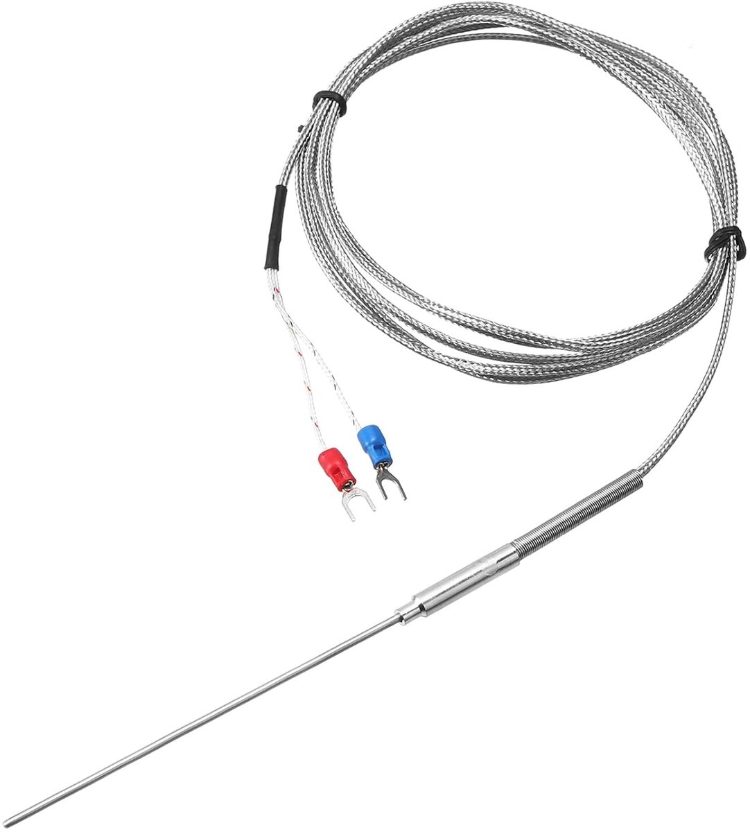 SnelShoppen - K Type Thermoelement Temperatuur Sensor Probe - 100 mm, 6.6 ft Draad - RVS - 0 tot 1000 °C - Precisie Temperatuur Metingen voor Industri