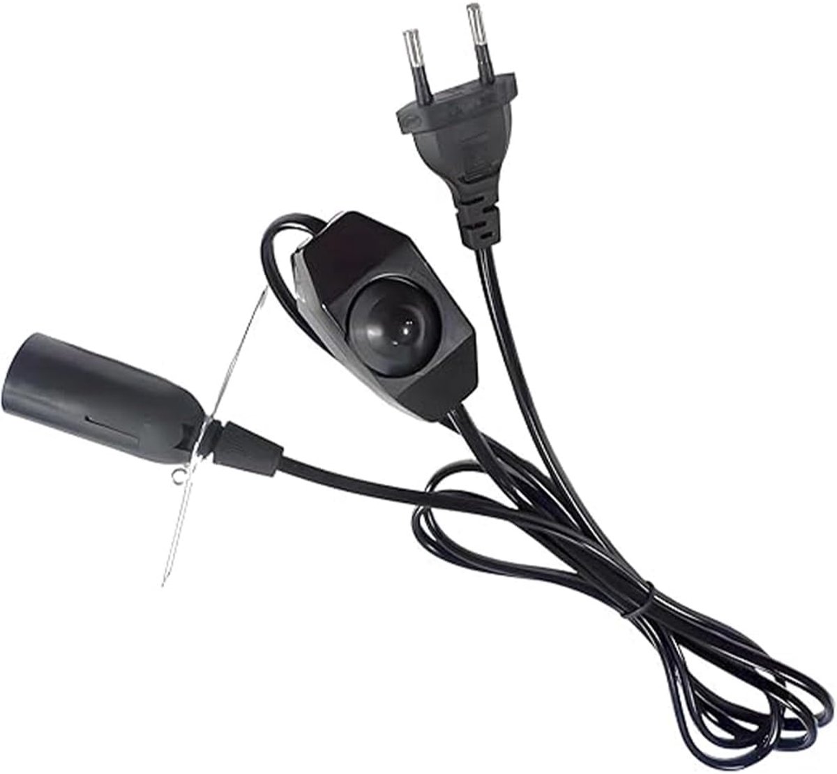 SnelShoppen - 1,8 m Lampkabel met Dimmer Schakelaar voor Zoutlamp en Tafellamp, Traploos Dimbaar Netsnoer met Stekker, Zwart, Reservekabel voor Zoutkr
