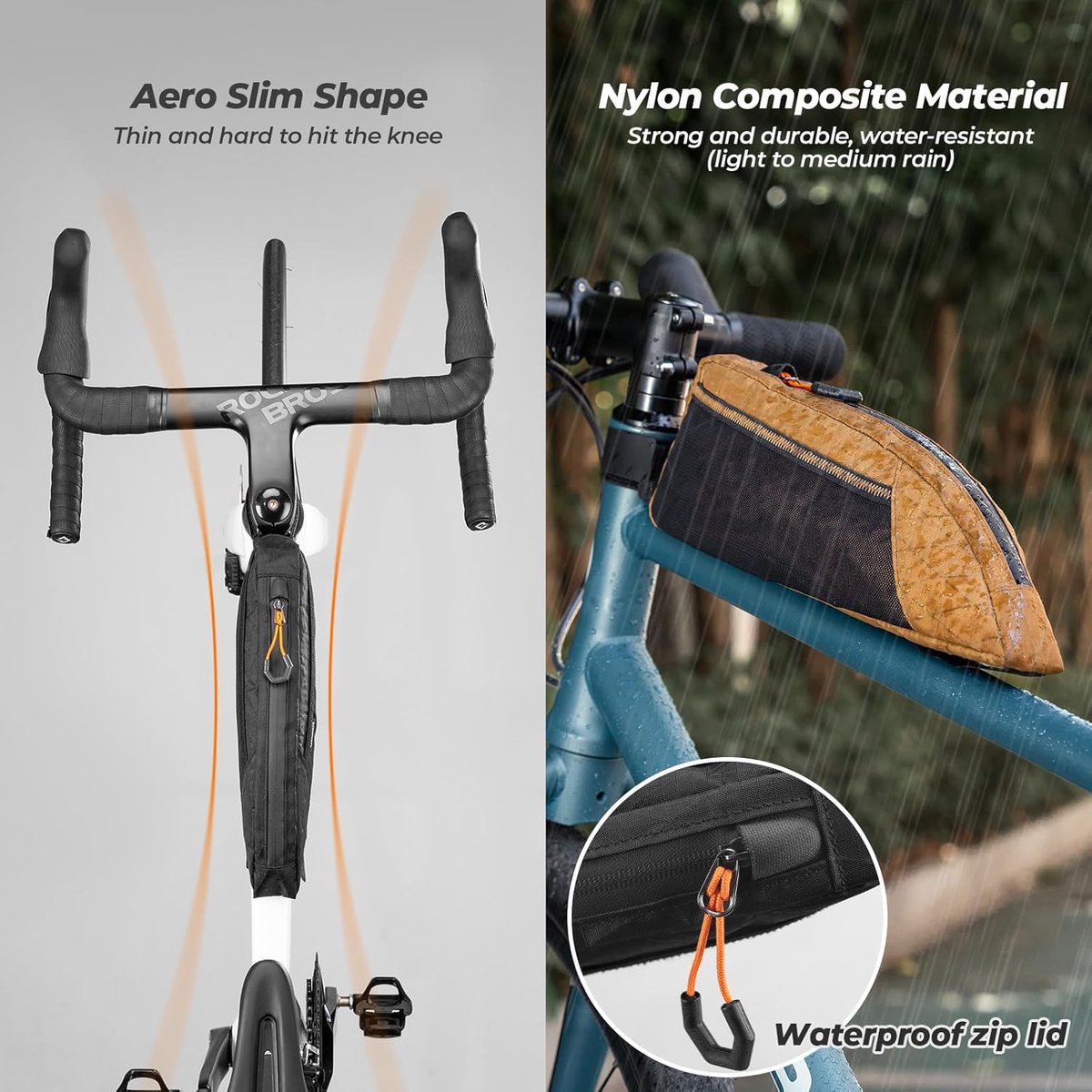 SnelShoppen - Fietstas Frame Bag Top Tube Tas met Buitencompartiment, Lichtgewicht en Stabiel voor Fietsen, Gravel MTB en Racefiets, 31 x 11 x 3.5 cm,