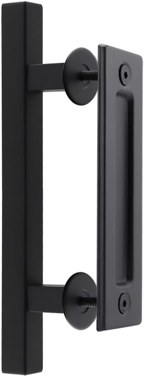 SnelShoppen - 30cm Zwart Sliding Door Handle - Robuuste Carbon Staal Deurhendel met Schroeven voor Kastdeuren, Tuinhuisjes - Rectangulaire Deurknop -