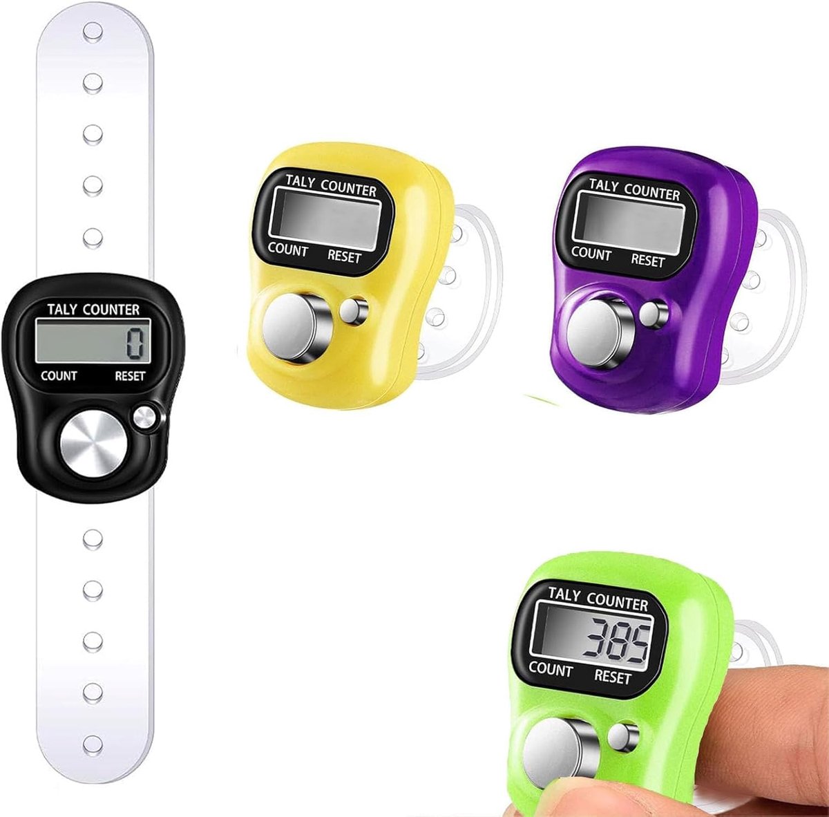 SnelShoppen - Elektronische Vinger Teller - Handmatige Telmachine - 4 Stuks - Voor Sport, Training, School en Golf - Lichtgewicht en Duurzaam