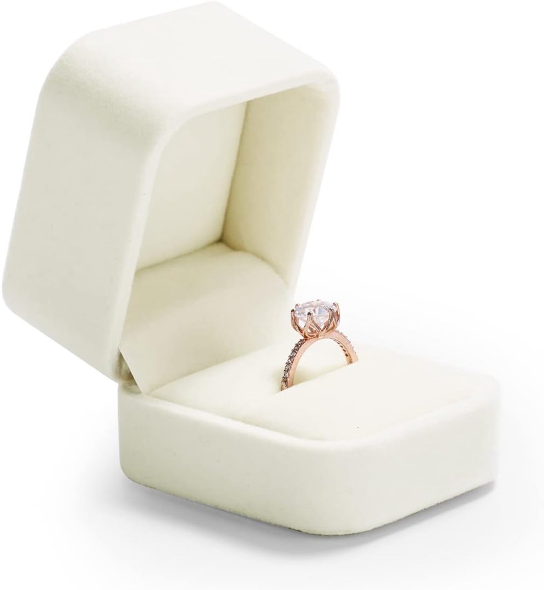 SnelShoppen - Luxe Witte Velours Sieraden Doos - Opslagdoos voor Ringen, Oorbellen en Broches - Perfect voor Bruiloften, Valentijnsdag en Herinnerings
