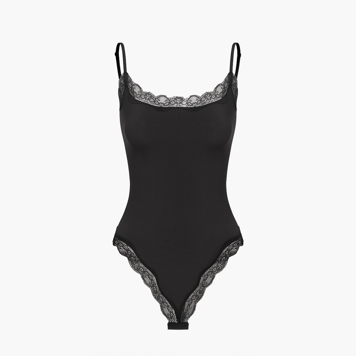 cfab - Bodysuit met strikjes en kant - Zwart, maat S - Corrigerende Body - Naadlos - corrigerend ondergoed dames