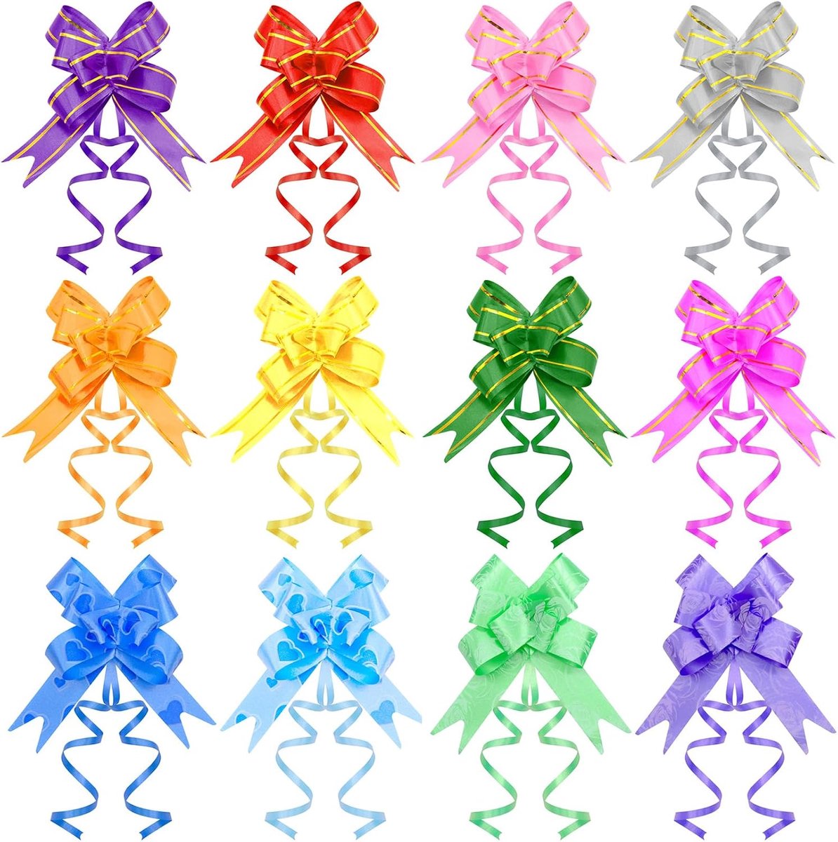 SnelShoppen - 120 Stuks Cadeau Bogen voor Cadeau Inpakken - Schattige Decoraties in 12 Kleuren - Bruiloft, Kerst, Verjaardag, Feest - Makkelijk te Geb