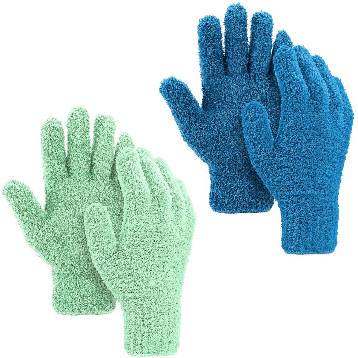 SnelShoppen - 2 Paar Microfiber Winter Dusting Handschoenen voor Huishoudelijke Schoonmaak, Wasbare Schoonmaak Mittens voor Mannen en Vrouwen, Ideaal