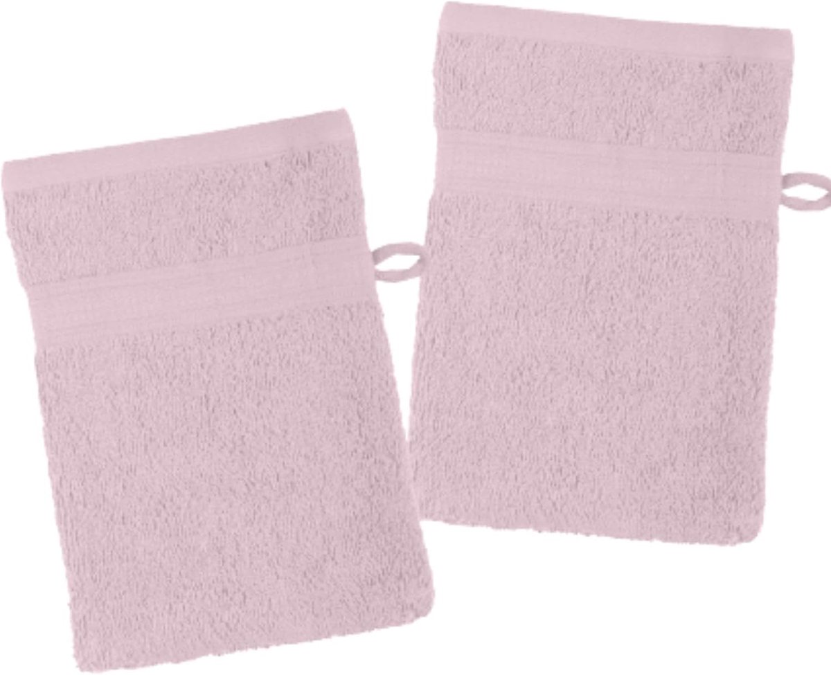 SnelShoppen - Set van 2 Washandjes 15 x 21 cm - LAGUNE - Poederkleur - 100% Organisch Katoen - Zacht en Absorberend voor Douche en Bad