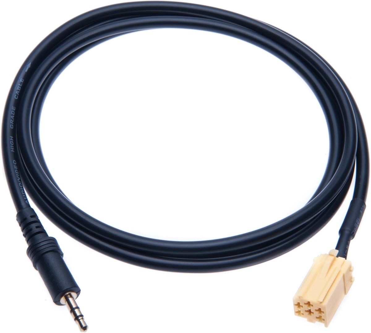 SnelShoppen - Car Aux-In Adapter 3.5mm - Audiokabel Adapter voor Fiat 500, Punto, Panda, Ducato, RCD030+ - Hoge Geluidskwaliteit - Directe Verbinding