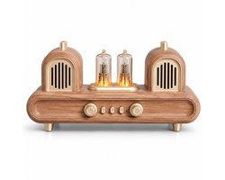 Retro Bluetooth Speaker met Tube Lights - 10W Stereo Geluid - Bluetooth 5.4 - FM Radio - USB - TF - AUX - TWS