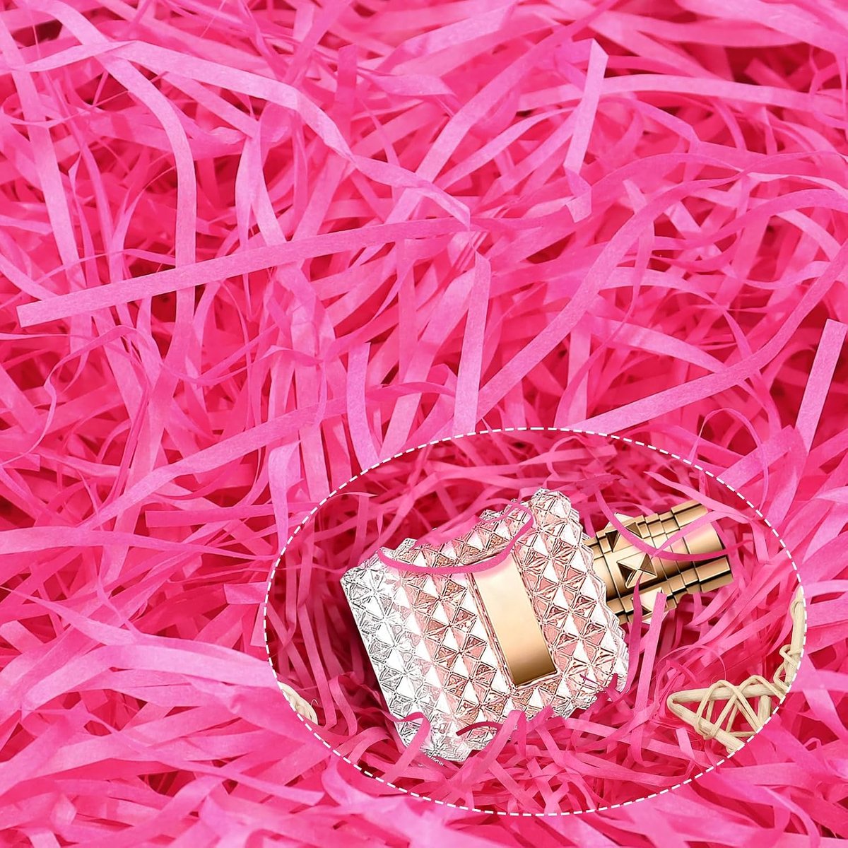 SnelShoppen - 200g Vulmateriaal Cadeaubox, Snippers voor Cadeaus, Kerstcadeau Decoratie, Bescherming voor Geschenken, Roze Rood, Feestelijke Versierin