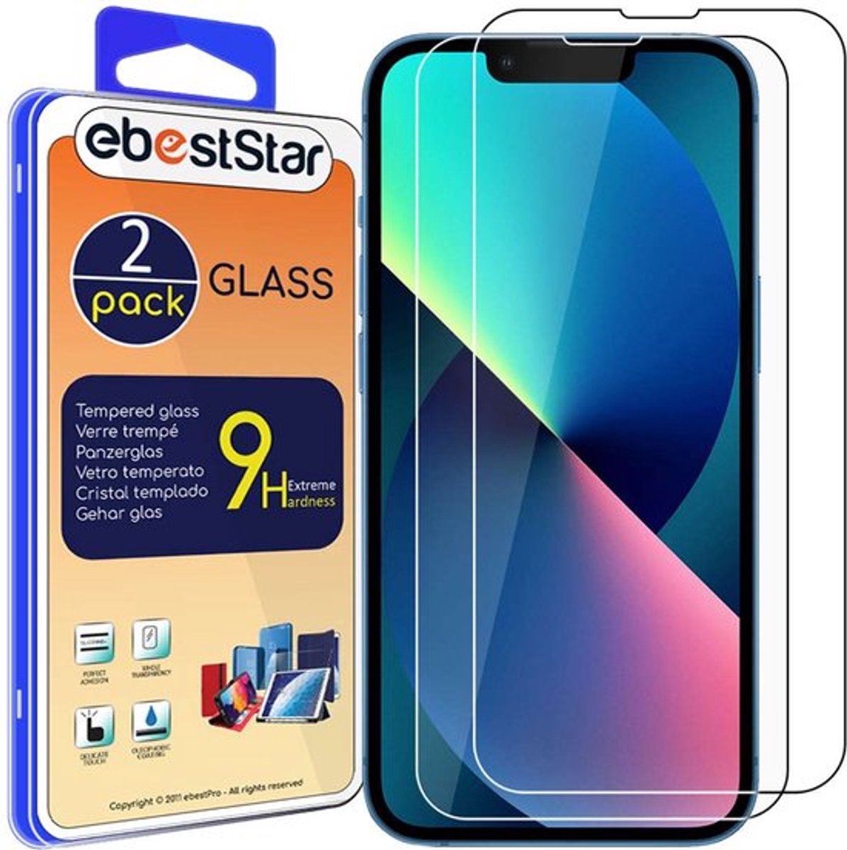 ebestStar - {2 Stuks} Gehard glas geschikt voor iPhone 14, iPhone 13 Apple, Screen Protector Cover, Schermbeschermer Tempered Glass