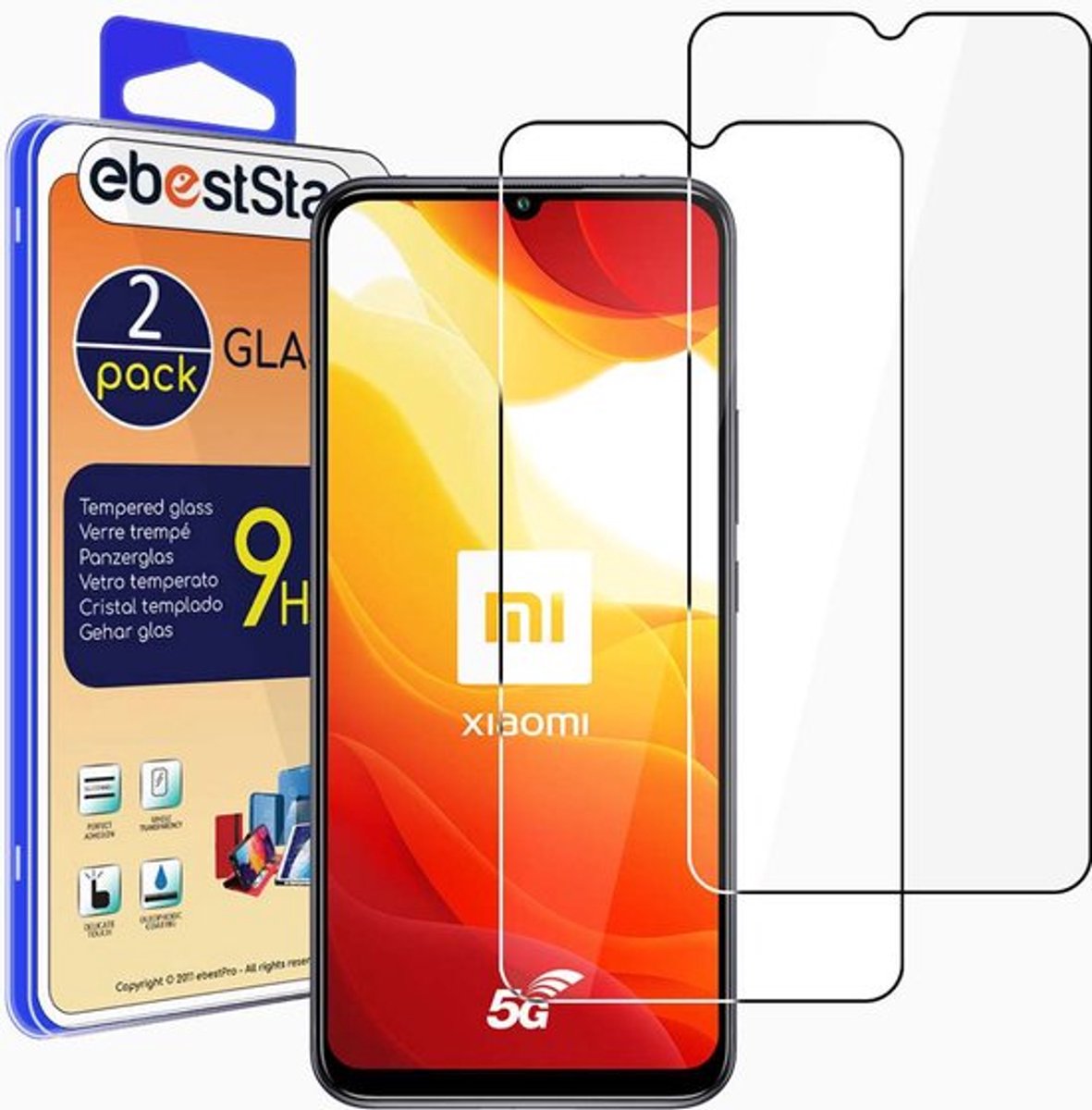 ebestStar - {2 Stuks} Gehard glas geschikt voor Xiaomi Mi 10 Lite, Screen Protector Cover, Schermbeschermer Tempered Glass