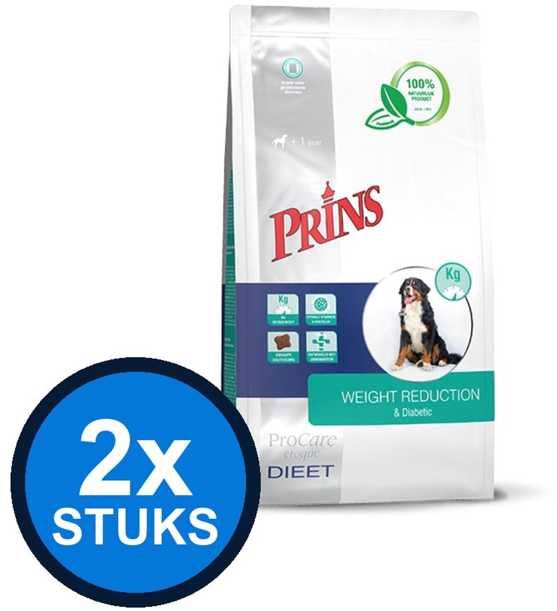 2x Prins - ProCare dieet croque weight reduction&diabetic 3kg - Hondenvoer - 3 kg