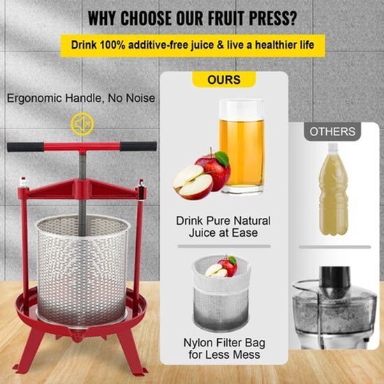 Handmatige Sapcentrifuge - Fruitwijnpers - Handmatige Fruitpers - 14L - Sinaasappel- en Druivenpers - Groenten Olijfoliepers — afbeelding 4