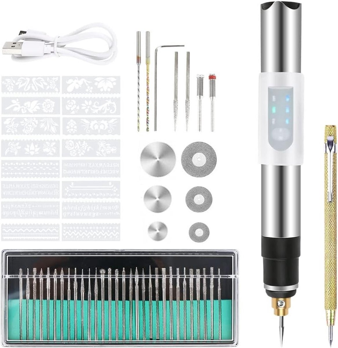 Mini Graveertool Set met Draadloze Graveerpunt en Accessoires voor Hout, Metaal en Glasbewerking