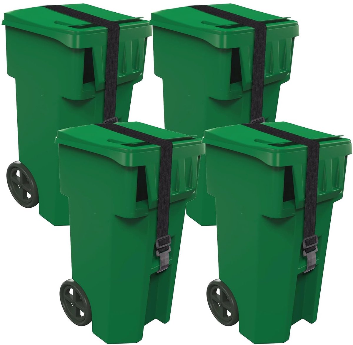 SnelShoppen - 4 Stuks Afvalbak Lid Slot voor Dieren, Verstelbare Vuilnisbak Touwen, Afvalbak Deksel Beveiligingsriemen voor Buiten, Eekhoorns, Honden,