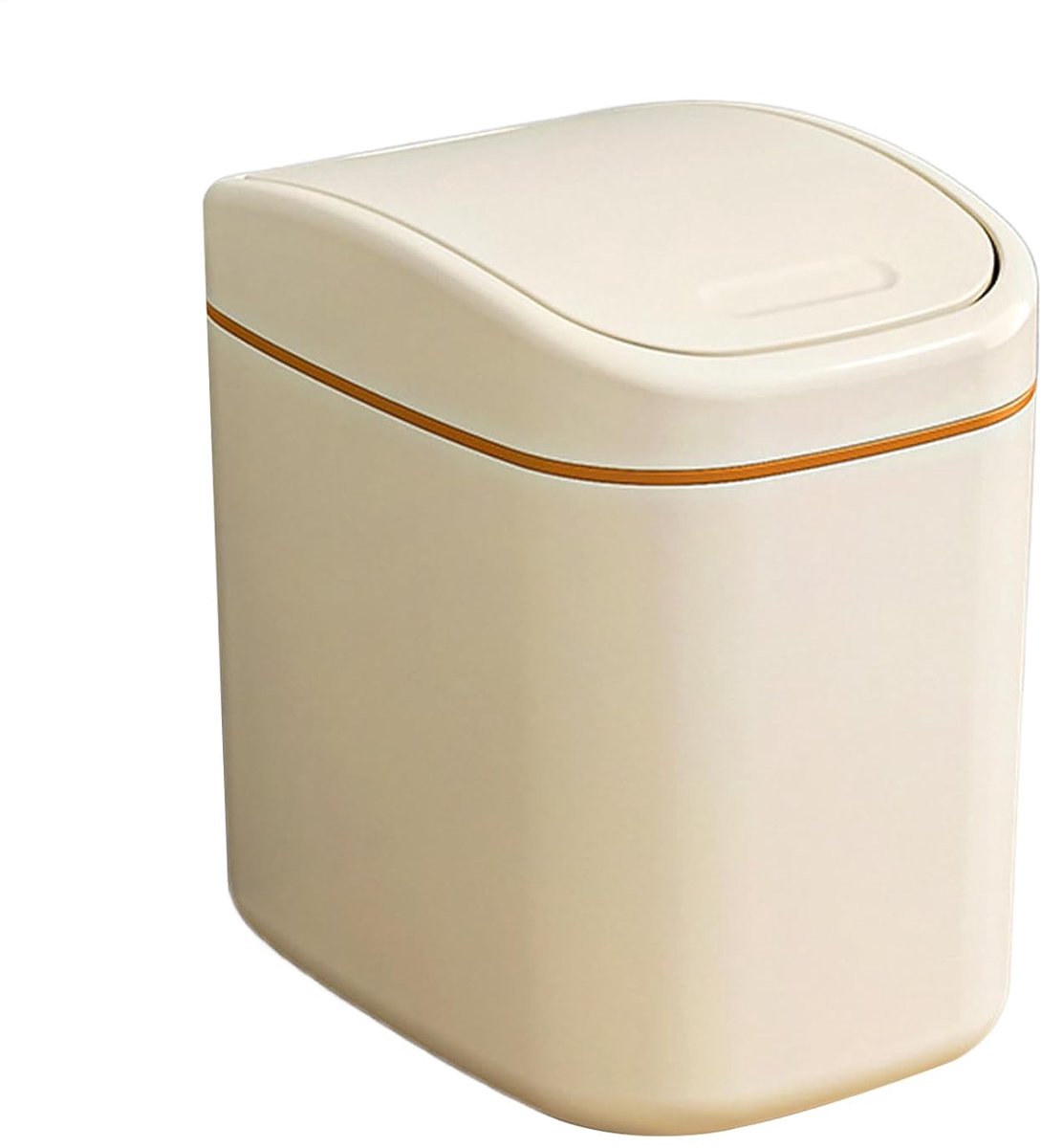 Bureau Vuilnisemmer - Mini Prullenbak - Bureau Organisatie - Met Deksel - 16 x 11.2 x 16.5 cm - Goud