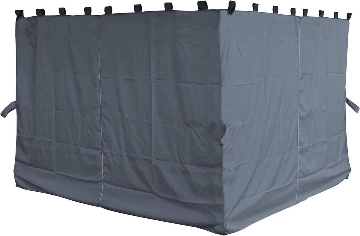 SnelShoppen - 4-zijdige zijwanden voor partytent Paris 3x4m, zijwandset, ideaal voor tuinfeest, camping, polyester, platinum grijs, 4-delig, 295x195 c