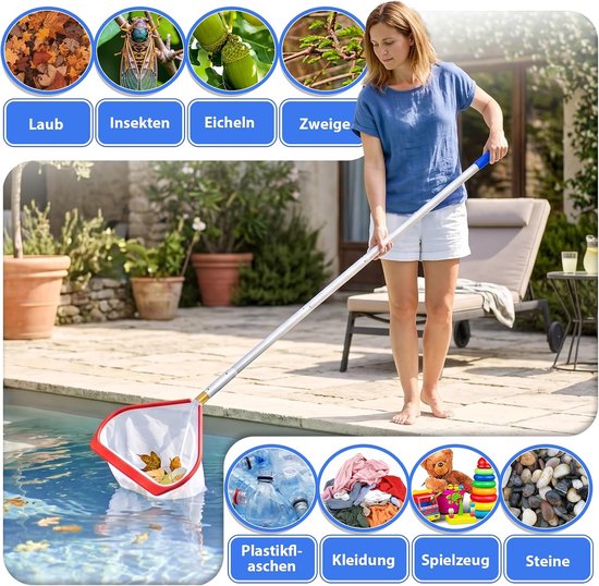 SnelShoppen - Vijver Schepnet Algenschepnet met Telescoopstang 1,4 m - Fijnmazig Aluminium - 40 cm Breed - Ideaal voor Vijver, Zwembad, Waterpark, Fon — afbeelding 4