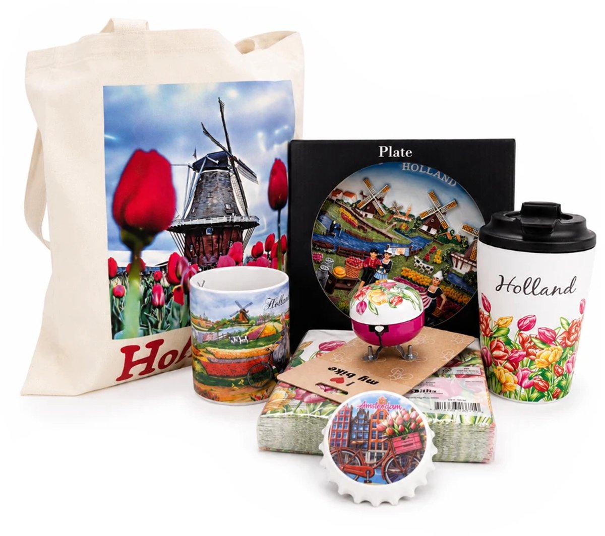 Geschenkpakket tulpen groot - Verpakt in geschenktas - Nederlands cadeau - Cadeaupakket - Nederland souvenir - Hollandse cadeautjes - Hollandse souvenirs