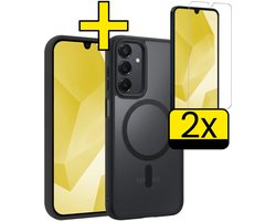 Hoesje - Met 2x Screenprotector - Geschikt voor Samsung Galaxy A16 - Magsafe Compatible - Sterk & Shockproof - Back Cover - Shock Proof Case - Telefoon Hoes - Telefoonhoesjes - Zwart
