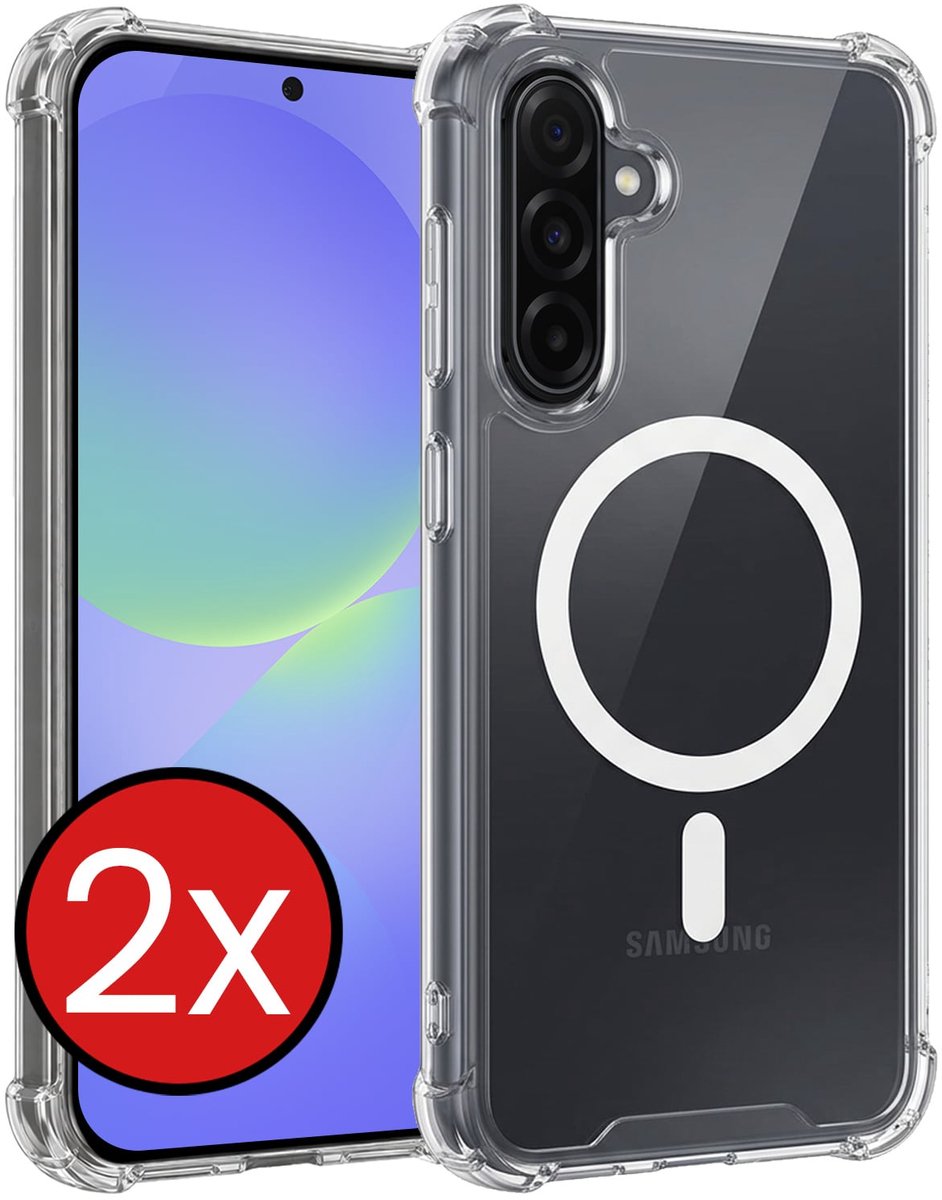 Hoesje - 2 Stuks - Geschikt voor Samsung Galaxy A36 - Magsafe Compatible - Sterk & Shockproof - Shock Proof Case - Back Cover - Telefoon Hoes - Telefoonhoes - Transparant
