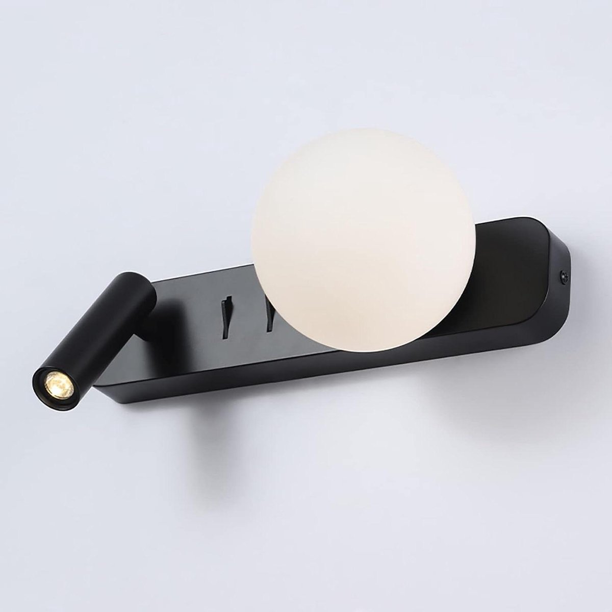 Wandlamp Leeslamp - Bedlamp Nachtlampje - Lezen in Bed - 350 Graden Draaibaar - 31x6.5cm - Zwart