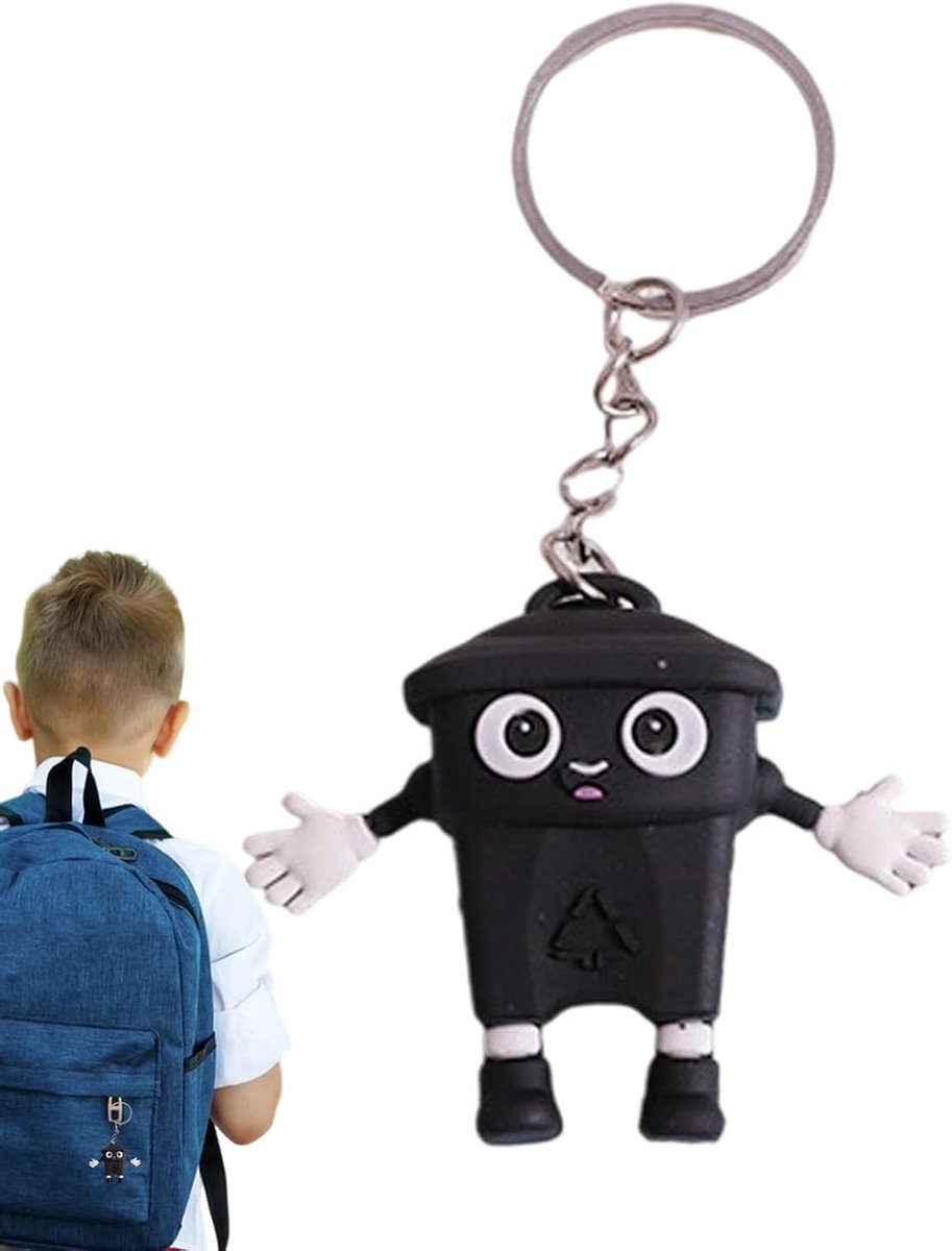 Vuilnisemmer Sleutelhanger - Vuilnisbak Hanger - Tas Decoratie - Cartoondesign - 18g - Multicolor