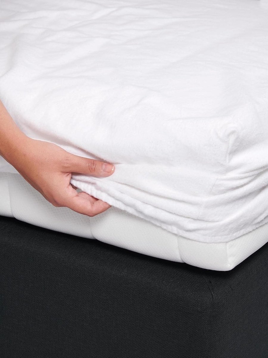 SnelShoppen - Molton Fitted Sheet Wit 180x220cm, 100% Katoen Renforcé, Zacht, Vochtabsorberend, Bescherming Matras