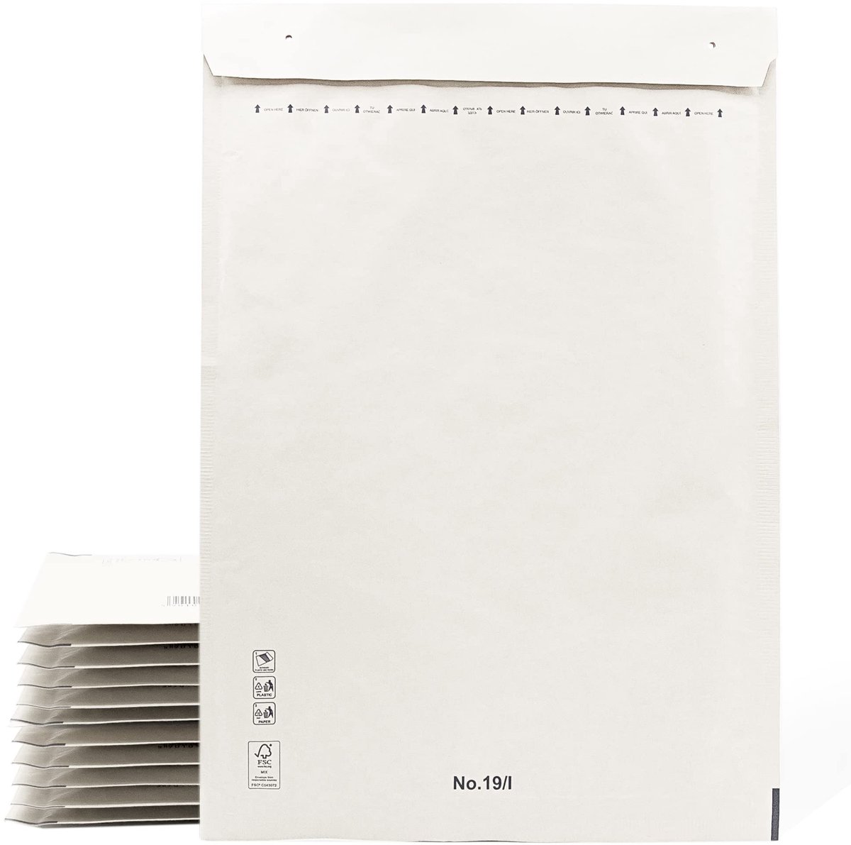 SnelShoppen - Gewatteerde Enveloppen 350 x 470 mm - Witte Verzendzakken met Kleefsluiting - 50 Papieren Zakken met Binnenblazen voor Veilige Verzendin