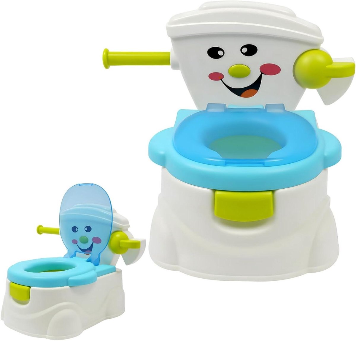 Kinderpotje met Deksel - Toilettrainer Baby - Zindelijkheidstraining - Schattig Smiley Design - 36 x 30 x 16 cm - Blauw