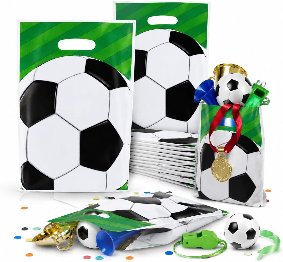 Voetbal cadeauzakjes voor kinderverjaardag - vrolijk design - set van 10 - perfect voor feesten - ShopVlot