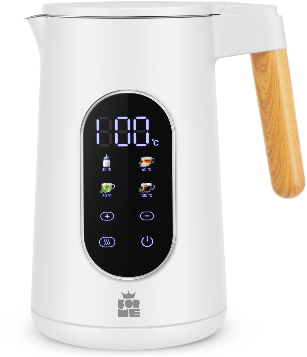 SnelShoppen - Roestvrijstalen Waterkoker 1,7 L met Temperatuurkeuze 40-100°C, LED Digitale Temperatuurweergave, 7 Kleuren LED Verlichting, Warmhoudfun