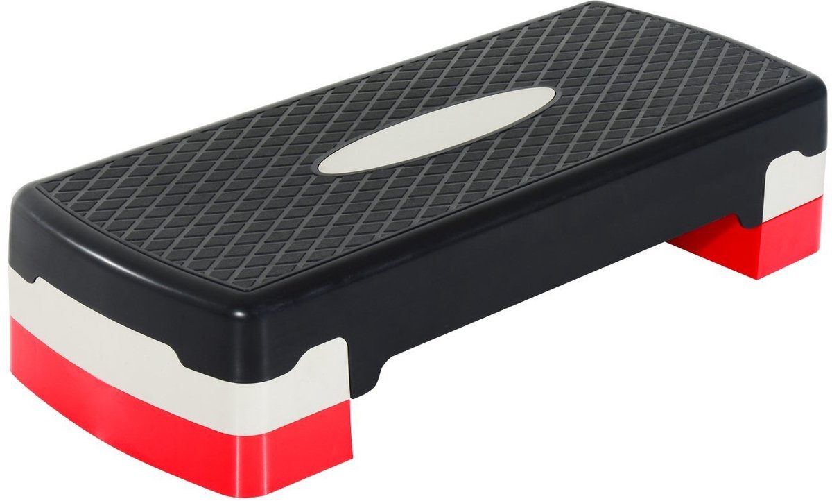 SnelShoppen - HOMCOM Stepper Aerobic Fitness in hoogte verstelbaar - 2 niveaus - Antislip oppervlak - PP materiaal - 68 x 29 x 15 cm - Rood, zwart en