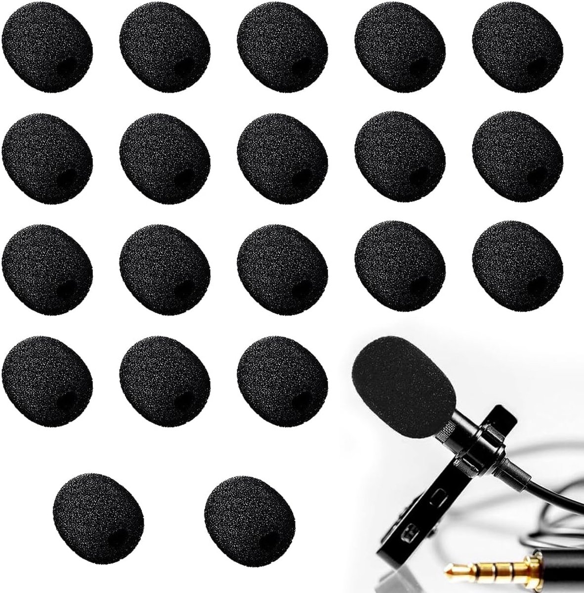 SnelShoppen - 20 Stuks Zwarte Schuim Covers voor Microfoons, Kleine Windbescherming, Microfoon Windscreen voor Podium, Optreden, Vergadering