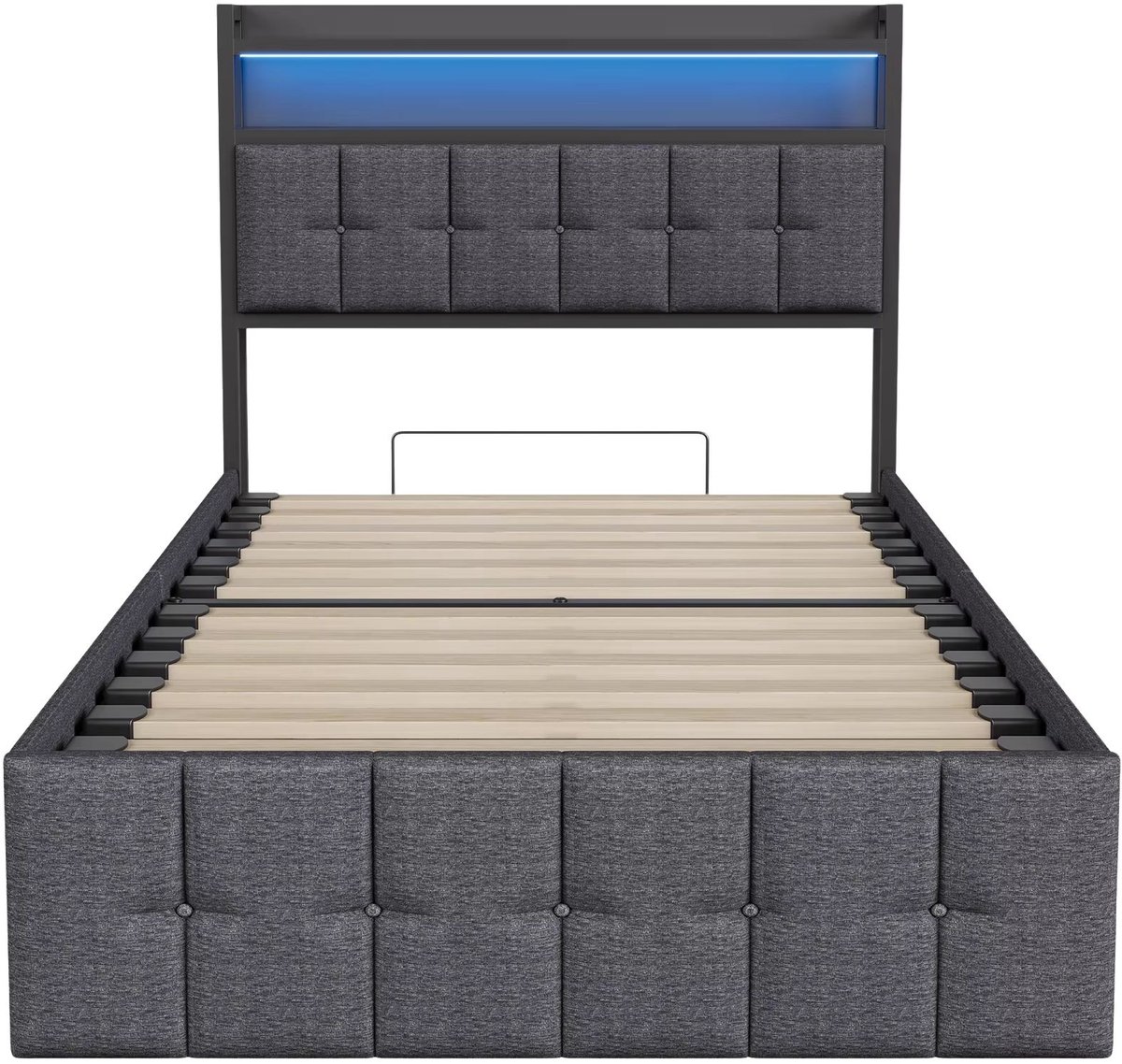 Kinderbed 90x200 cm Grijs - met Opbergruimte, LED, Oplaadstation